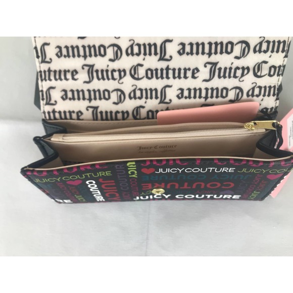 Juicy Couture Women's Wallet Clutch Black Logo Pattern New - Picture 4 of 8